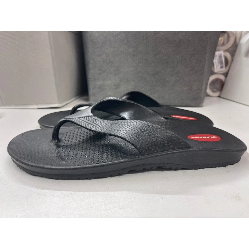 Okabashi Surf Mens Flip Flops Black Waterproof Sandals Size XL Made in USA